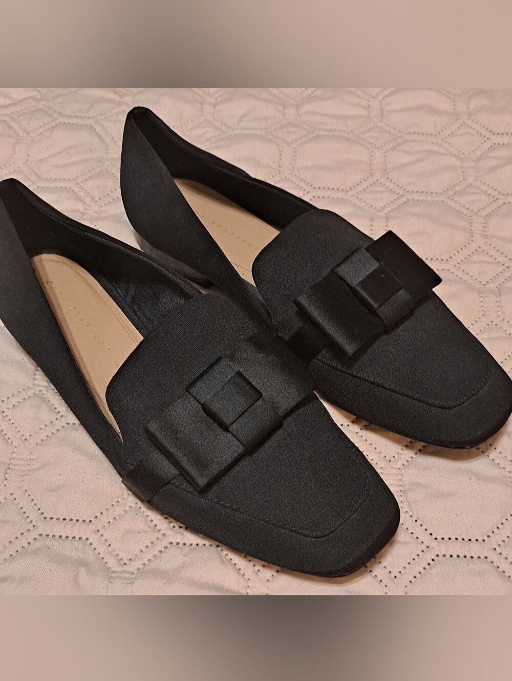 Zara Trafaluc 36 Black Womens Bow Accent Loafers Sz 5